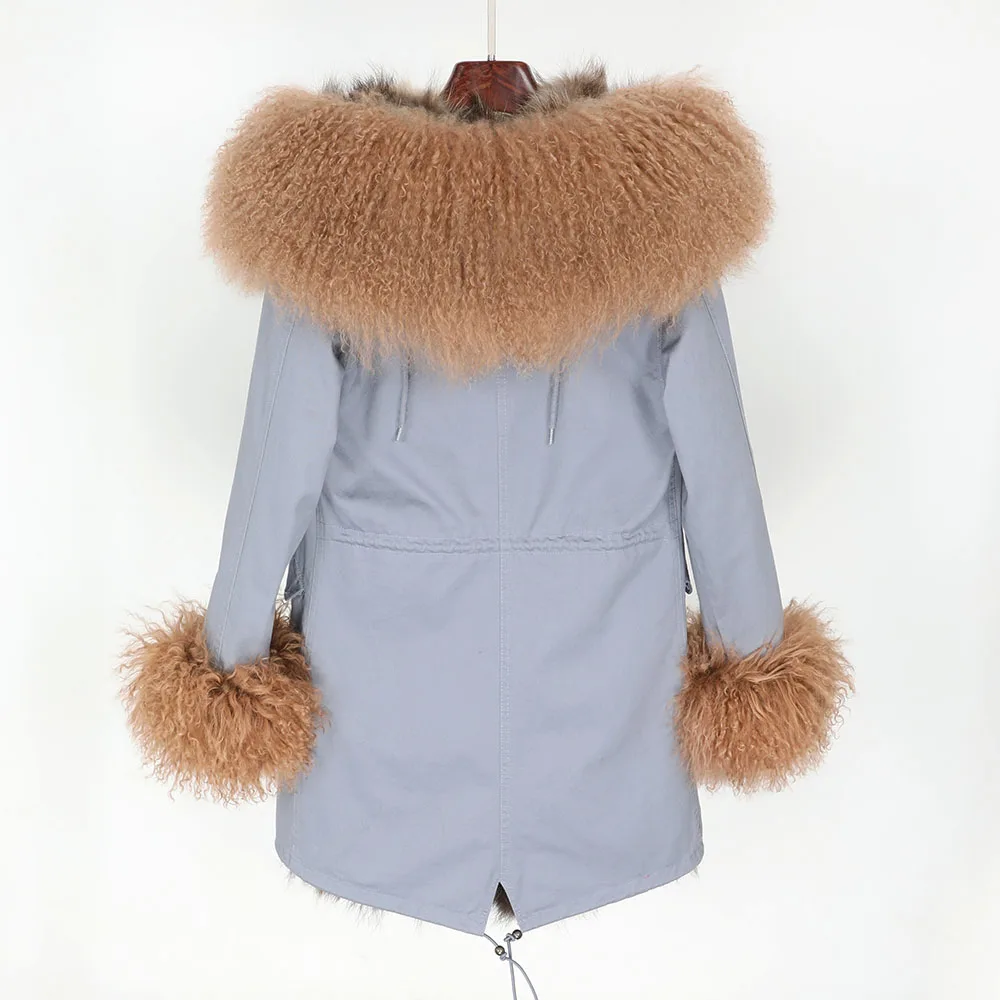 Высококачественная меховая подкладка из меха енота, пальто, роскошная натуральная шерсть, теплые женские модные меховые пальто, зимняя куртка