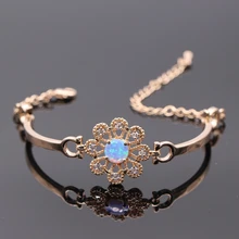 Модный Стиль выдалбливают золото розовый цветок цвет синий белый огненный опал и AAA циркониевые браслеты роскошный романтический подарок 2 цвета s