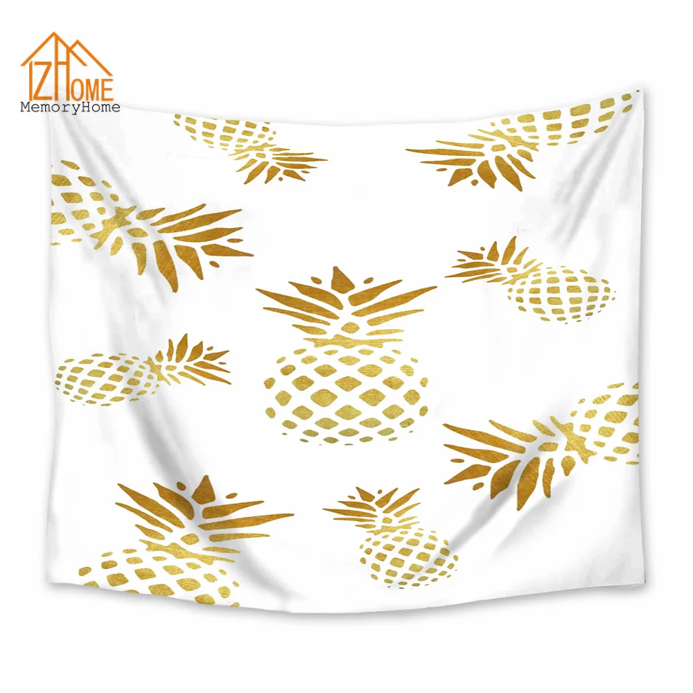 Memory Home Custom Tapestry Polyester Wall Hanging Pineapple Pattern Tapestries Bedspread Bedding Bed Cover Ethnic Decor | Дом и сад
