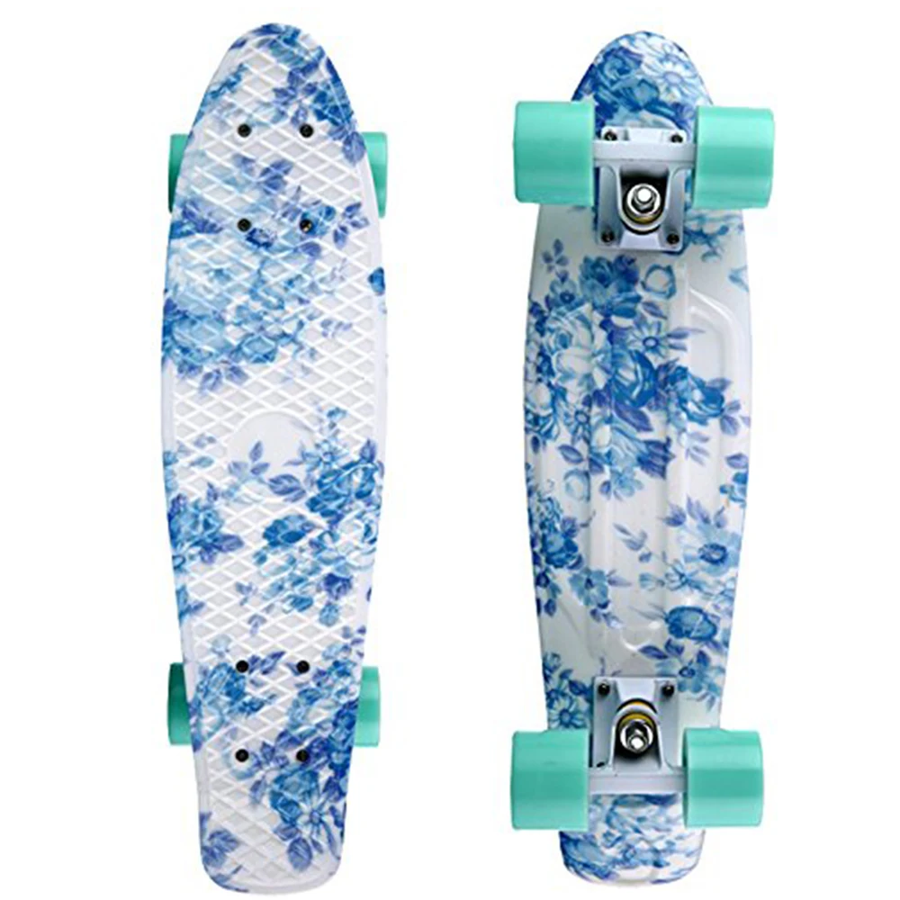 

22" X 6" Skateboards Retro Standard Skate Board Mini Cruiser Longboard Floral Graphic for Girls Ready to Ride