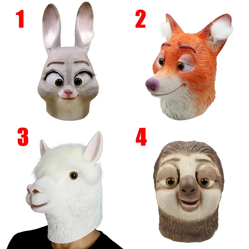 

Latex Full Face Trump Cosplay Masks Alpaca Sloth Rabbit Fox Head Mask Adult Party Masquerade Rubber Masks for Party Halloween