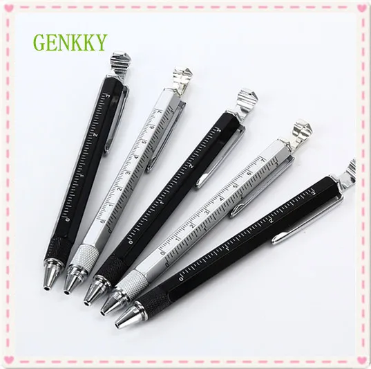 

1PCS GENKKY New multi-functional tool Metal pen, open bottle, ruler, screwdriver, touch phone, writing, stand ballpoint pen