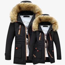 Новая мода мех с капюшоном Doudoune Homme Hiver тонкий водонепроницаемый зимнее пальто для мужчин