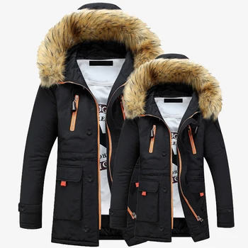 

2018 New Fashion Fur Hooded Doudoune Homme Hiver Slim Waterproof Winter Coat Mens