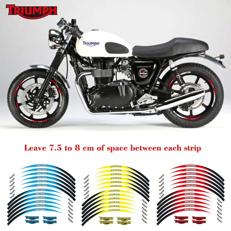 

New high quality 12 Pcs Fit Motorcycle Wheel Sticker stripe Reflective Rim For TRIUMPH