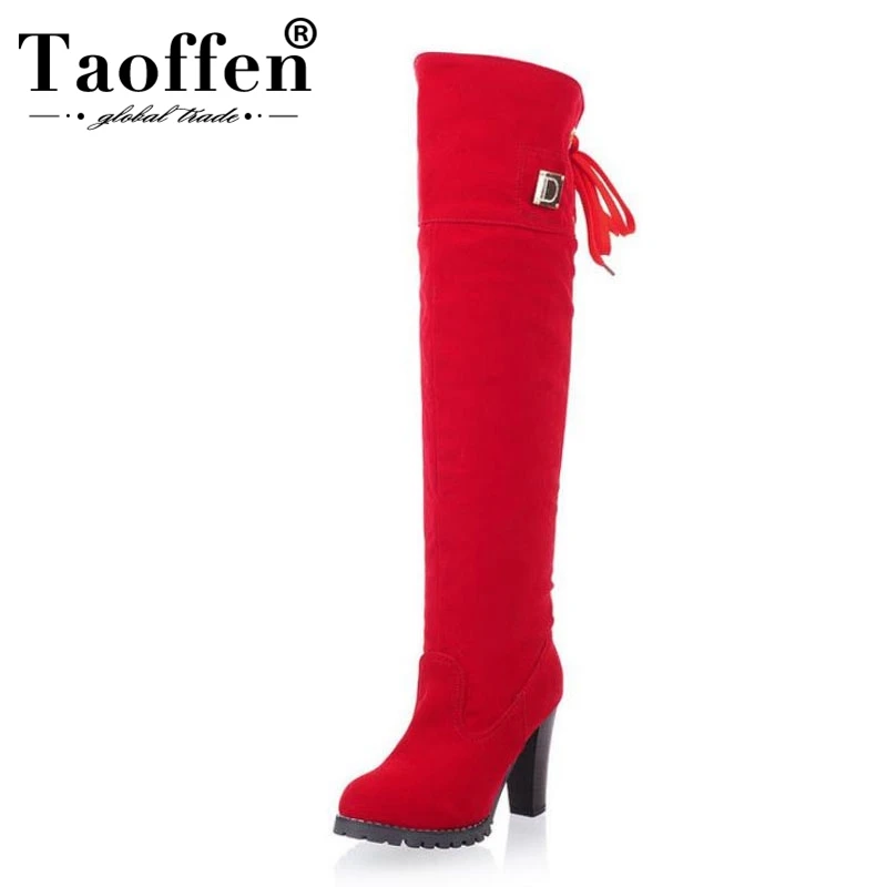 TAOFFEN Women Over Knee Boots Women Fashion Long Boot Winter Footwear ...