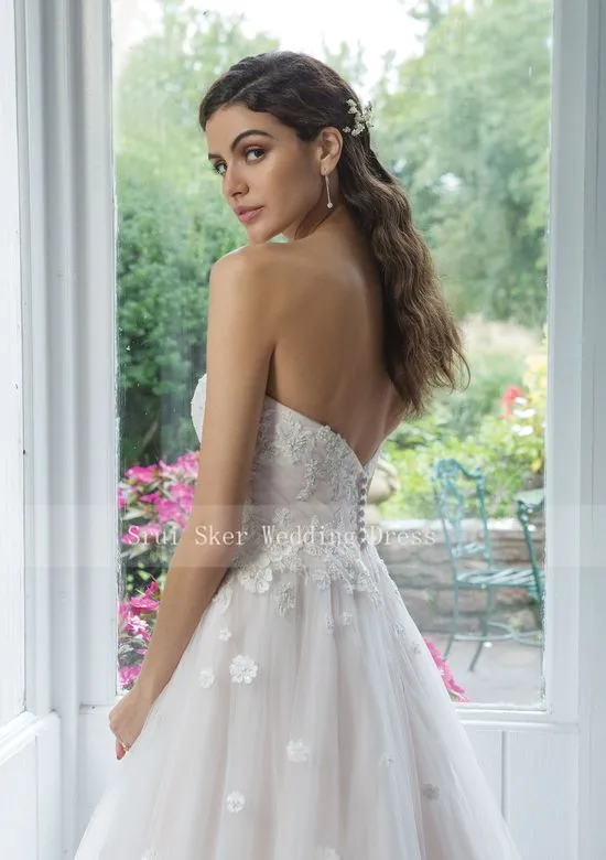 Милое Тюлевое свадебное платье с рюшами и лифом, с аппликацией, длина до пола, свадебные платья принцессы, Vestido De Noiva