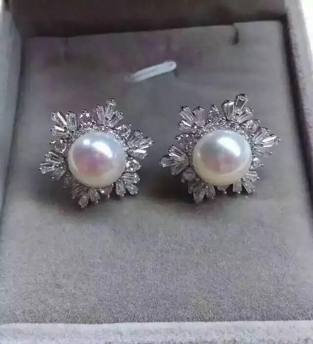 

gorgeous natural south seas white pearl earrings snowflake earrings