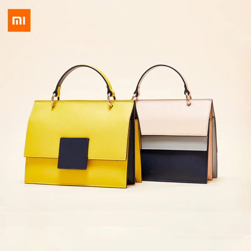 

Xiaomi Youpin CARRY'O Nordic geometry Contrast color Double sided Leather shoulder Bag OL to work Multi-grid storage