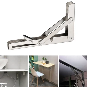 

2PCS Wall Mounted Bracket Bearing Shelf DIY Folding Angle Adjustable Home Durable Triangle Stainless Steel Table Bench