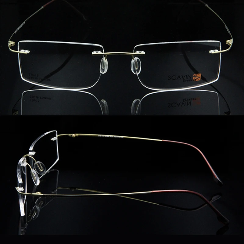 Hot Offer ESNBIE Computer Rimless Titanium Glasses Frame men Memory