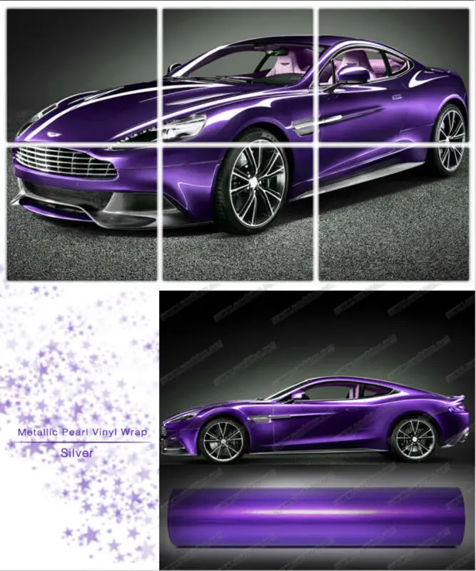 Ungu Warna Cat Mobil Metalik Mutiara Vinyl Film Wrap Foil Vinil