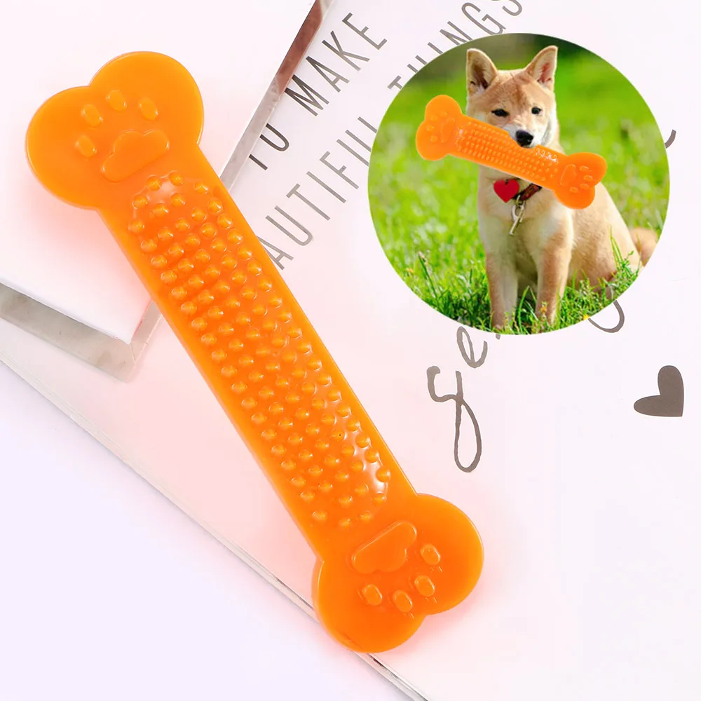 1pcs Bone Shape Silicone Pet Toy Grinding Bite Chew Toy Teeth Cleaning