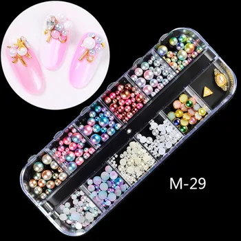 

20 Styles Fashion Studs Sequin Alloy Beads Nail Accessories 12 Grid Nails Jewelry Nail Art Decoration Tool Set