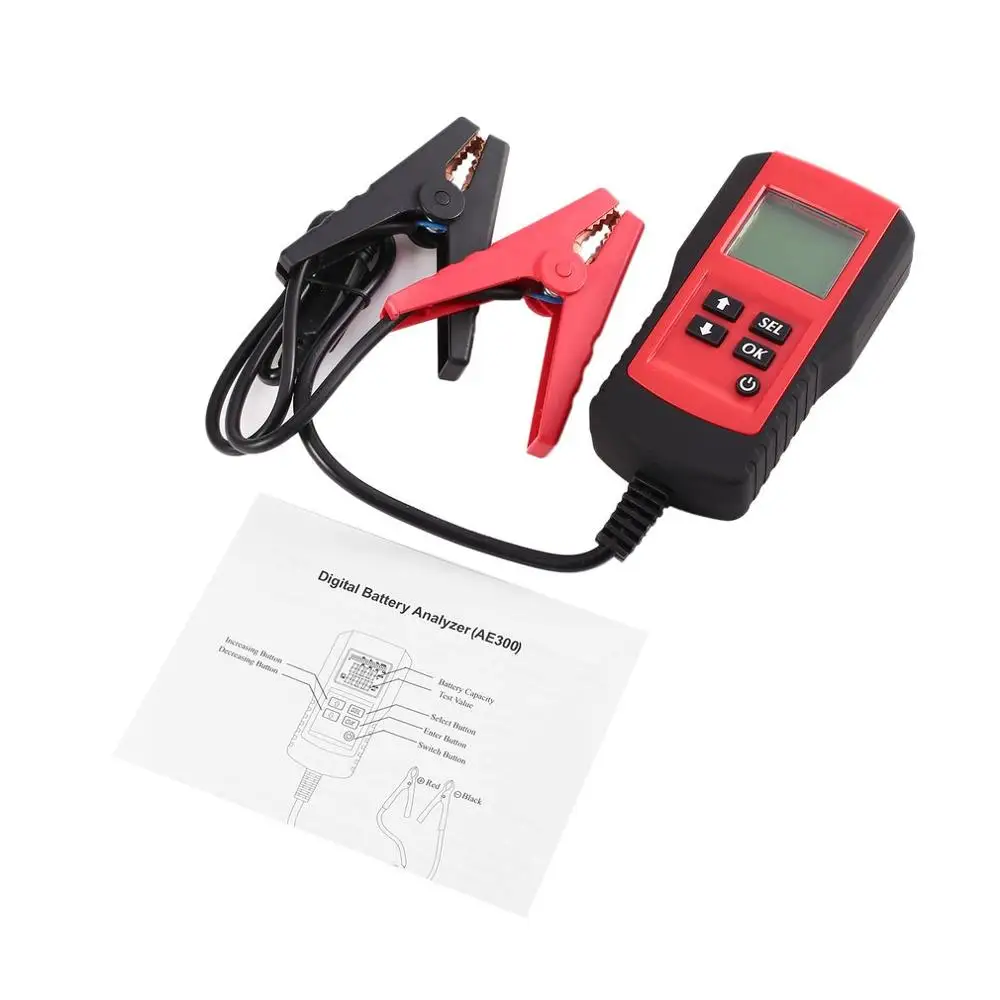 AE300 12 V ЖК-дисплей Цифровой walkie talkie автомобильное Батарея автосистема анализатор автомобильных транспортных средств Батарея Напряжение ом тестер диагностический инструмент - Цвет: Красный