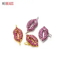 MEIBEADS Micro Pave Губы Поцелуй Шарм Медь кулон для цепочки и ожерелья Браслет Разъем для женщин подарок ювелирные изделия интимные аксессуары EY5542