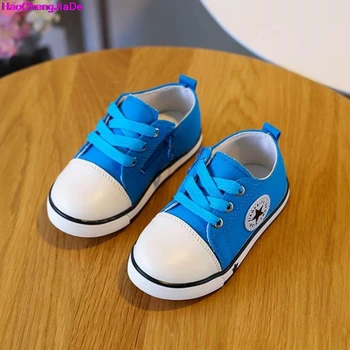 

HaoChengJiaDe Kids Shoes For Boys Children Canvas Shoes Girls Sneakers 2018 Spring Autumn White Solid Fashion Children Flat Shoe