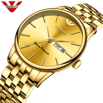 NIBOSI Mens Watches Top Brand Luxury Business Quartz Gold Watch Men Full Steel Fashion Waterproof Sport Clock Relogio Masculino agelocer luxury brand gold steel men s automatic wristwatch fashion dress business sport watch men clock relogio masculino 2018