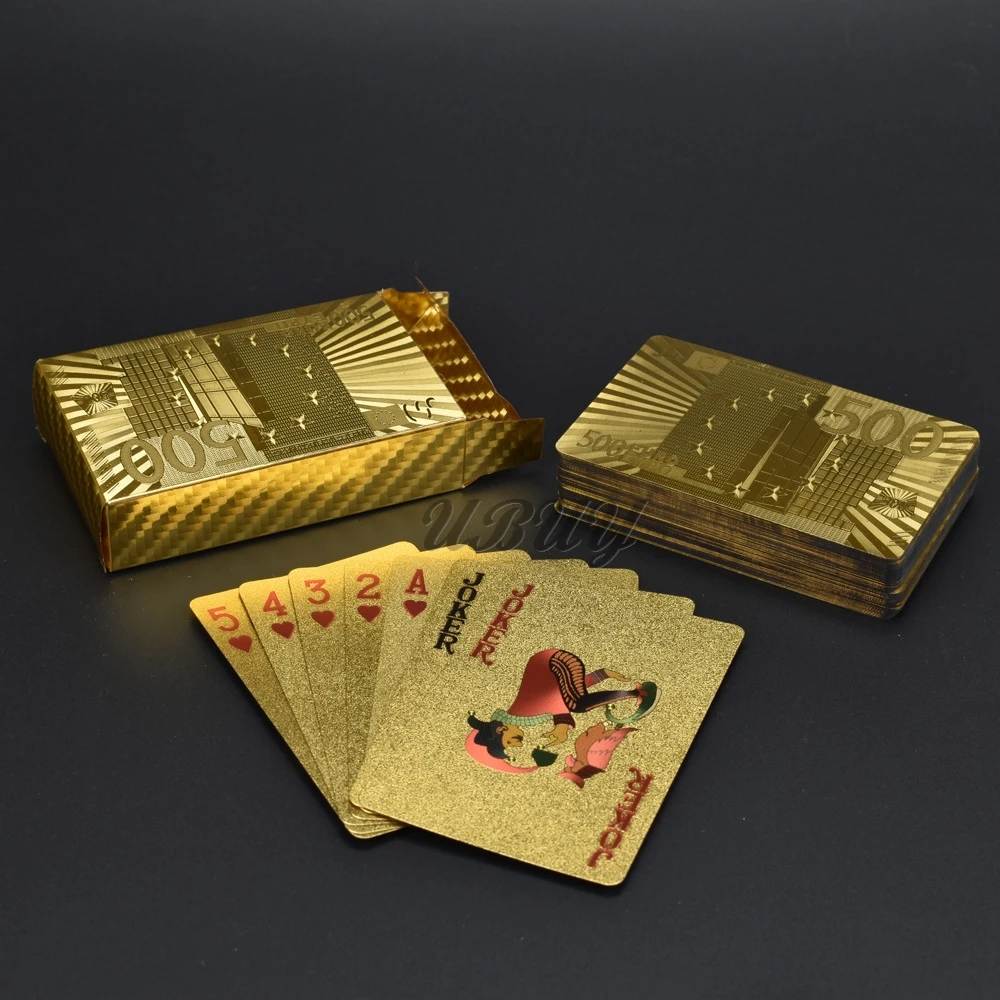 UBUY евро дизайн Золотая фольга водостойкий пластик золото игра в покер для сувенира