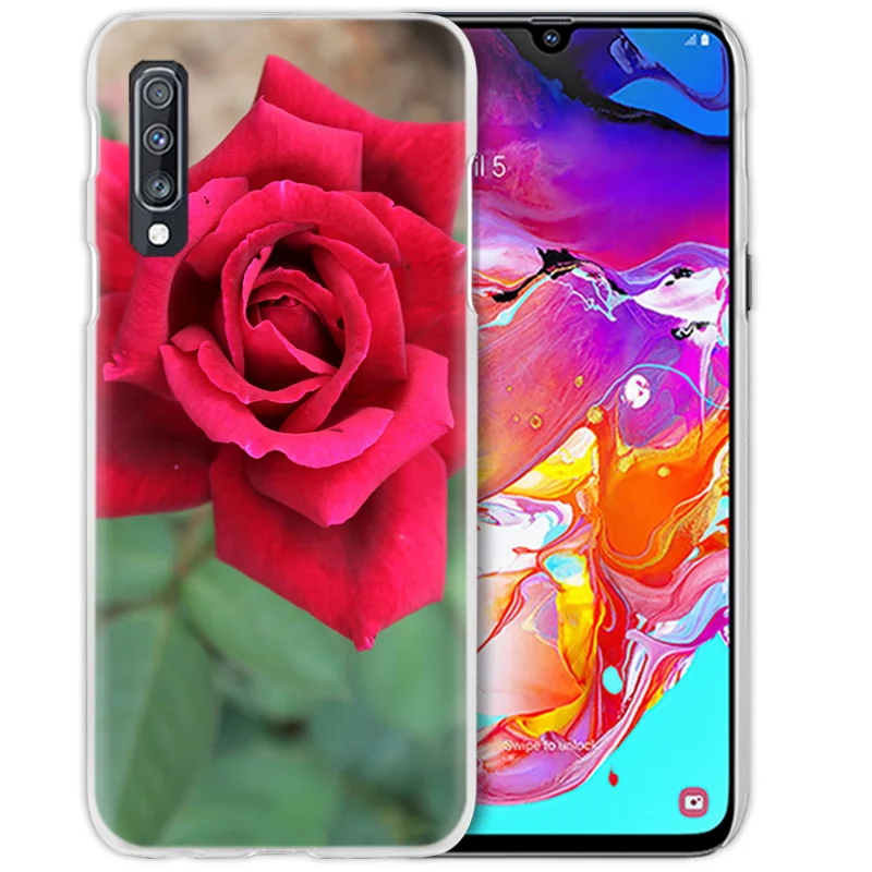 С красными розами цветами чехол для samsung Galaxy A50 A70 A20e A40 A30 A20 A10 A8 A6 плюс A9 A7 жёсткие прозрачные чехлы для телефона с бумажником и крышка