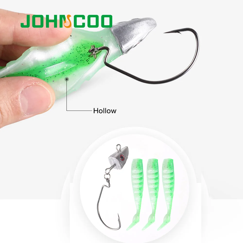 JOHNCOO 2019 NEW Jigging Soft Bait with Single Hook Fishing Lures 100mm/15.4g 120mm/26g Lead Head Jig Fish Sea Bass Lure 