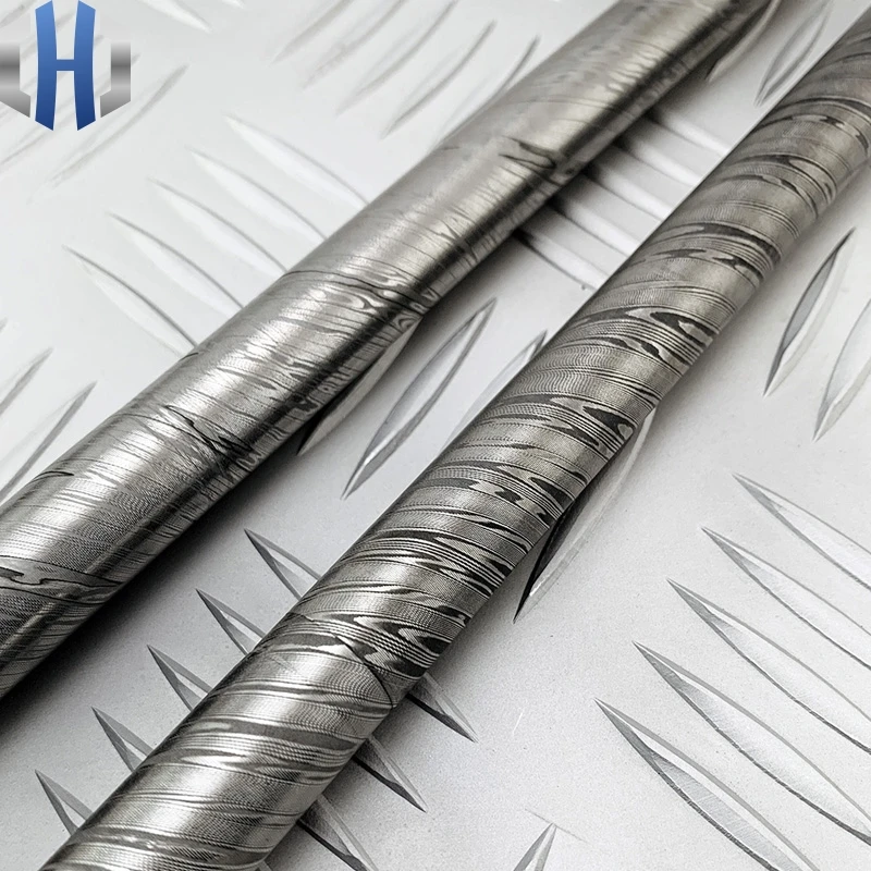 

Damascus Steel Round Bar Pattern Round Bar Damascus Twist Pattern Large Horse Material Round Bar Jewelry Material