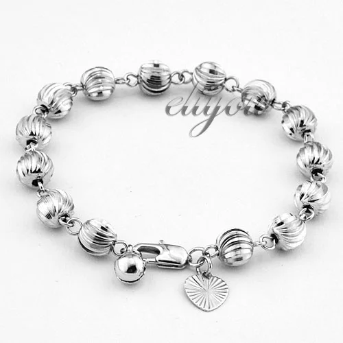 Новинка; ; модные ювелирные изделия; 7 мм; женская обувь для девочек; резная цепь со звеньями-бусинами; браслет белого золота; золотые украшения; DJB129