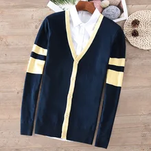 Осенне-зимний мужской свитер с v-образным вырезом Классический Полосатый хлопковый кардиган свитера мужские теплые модные топы chandail maglione