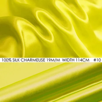 

100% SILK CHARMEUSE SATIN 114cm width 19mommes Pure Mulberry Silk Fabric/ Wedding Dress Fabric/Ribbon Fabric Bright Yellow NO 10