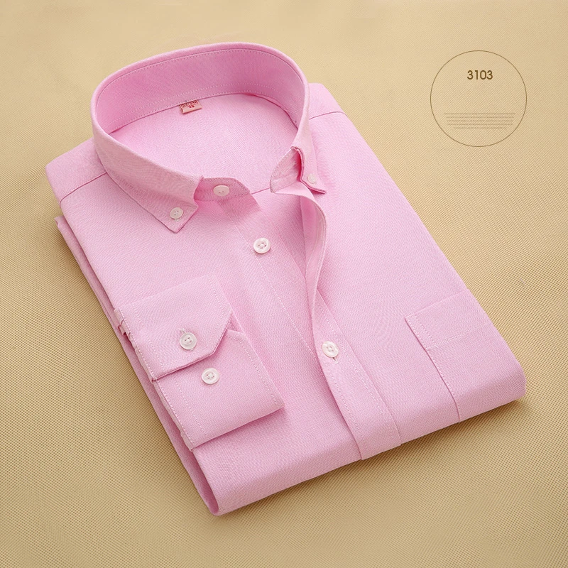 Men Casual Shirts Dress Shirts Fashion Oxford Mens Long Sleeve Solid Color Formal