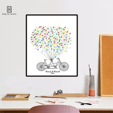 Романтический велосипед бесплатно Пользовательское имя, дата отпечатков пальцев Гостевая книга своими руками для серебряной и золотой Свадебная церемония и свадебной церемонии