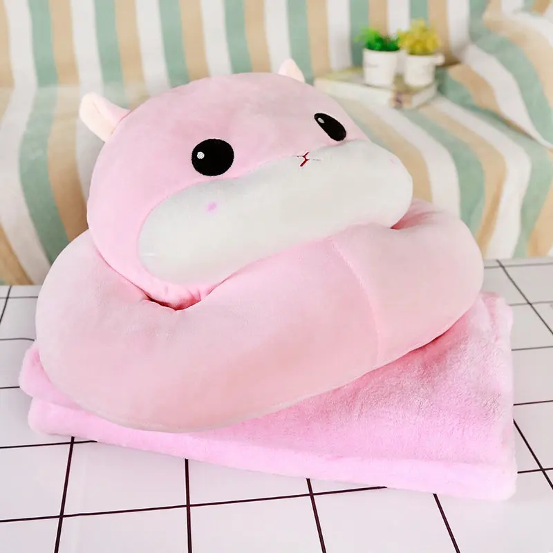 40 см* 30 см Kawaii полдень перерыв хомяк плюшевые подушки Животные подушка для шеи кондиционер Одеяло украшения дома подарок для девочек - Цвет: pink