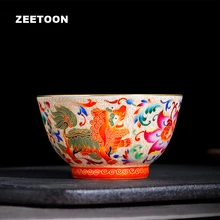 130 мл Boutique Collection Цзиндэчжэнь Керамика Чай чашки провода инкрустация Золотой Лев Цвет эмаль фарфора Masetr чашки Чай Чаша Главная декор