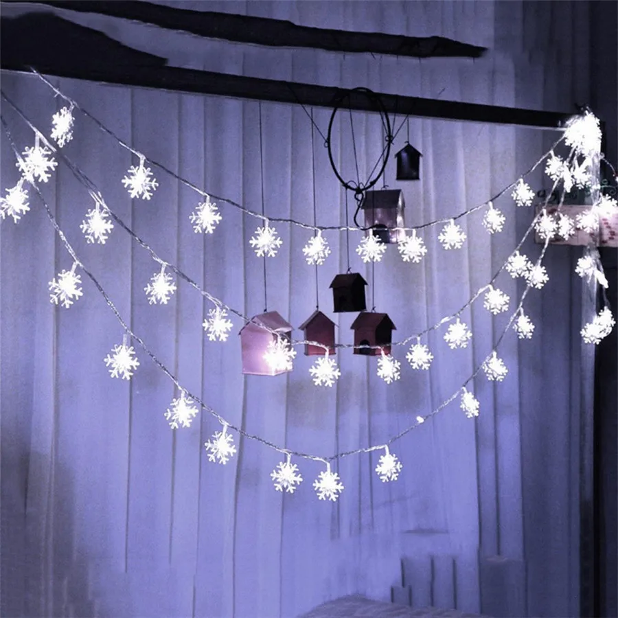 Thrisdar 20M 30M 50M 100M Outdoor Christmas LED String Fairy Light Snowflakes Wedding Party Xmas Curtain Icicle Garland Light