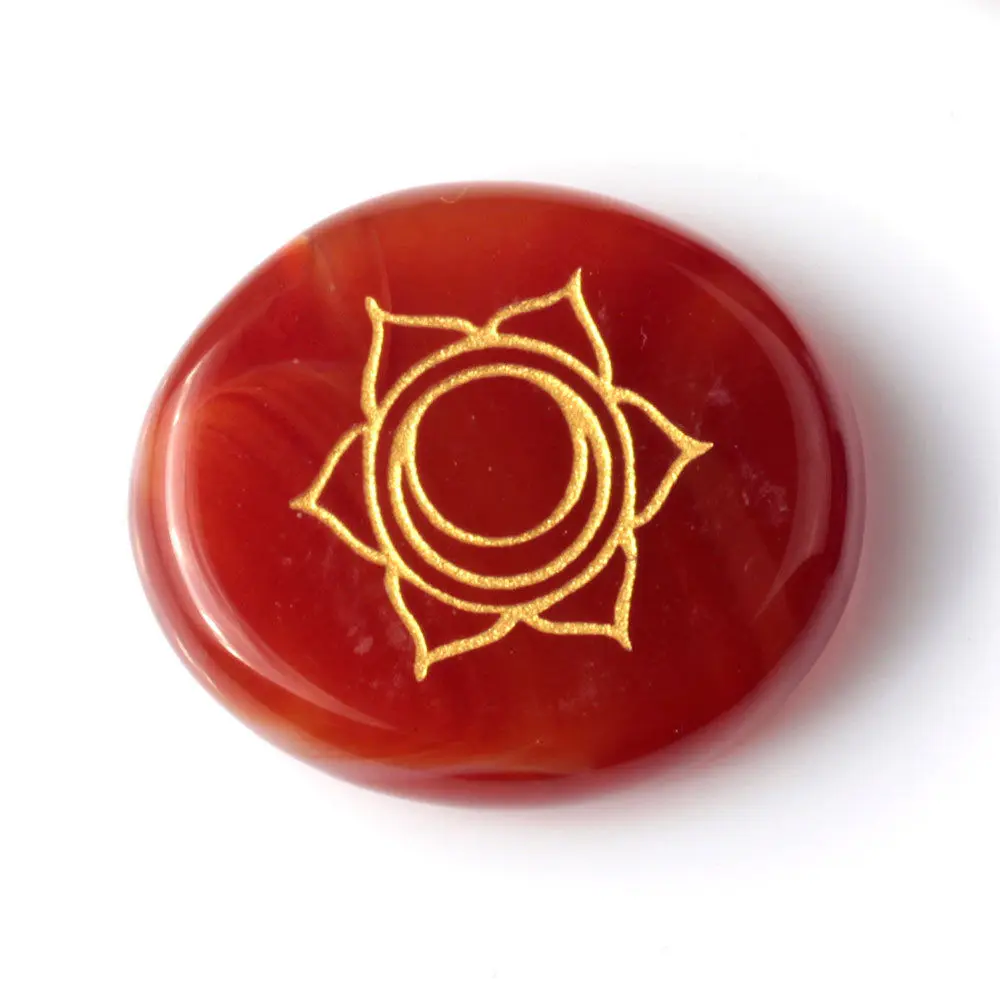 Free Shipping Engraved Carnelian Chakra Stone Red Agate Palm Stones