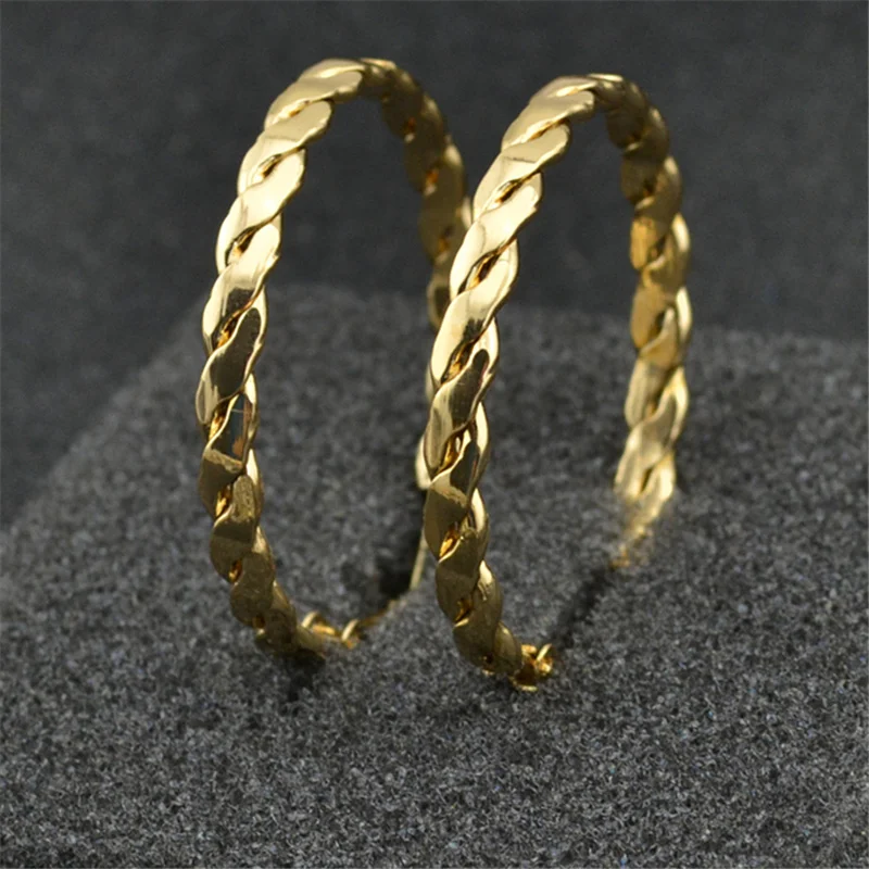 Clip earrings Clip Earrings for Women Without Piercing Big Circle Shiny Rose Gold Silver Plating Round Classical Ear Jewelry