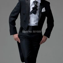 Мужской простой черный/белый жакет с разрезом сзади смокинг костюм черный костюм на выход/костюм Ласточки