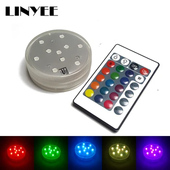 

RGB LED Vases Base Light Submersible LED Lamp 3AAA Battery operated led light with 24 keys remote Control for wedding home party
