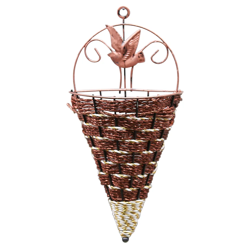 

Home Indoor Pastoral Balcony Simulation Decorative Vase Iron Wall Hanging Flower Basket Durable