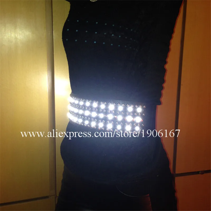 Hot Sale LED Luminous White Light Up Costumes Girdle Suit Clothes For Sxey Women Flashing LED DJ Party Dance Wear1