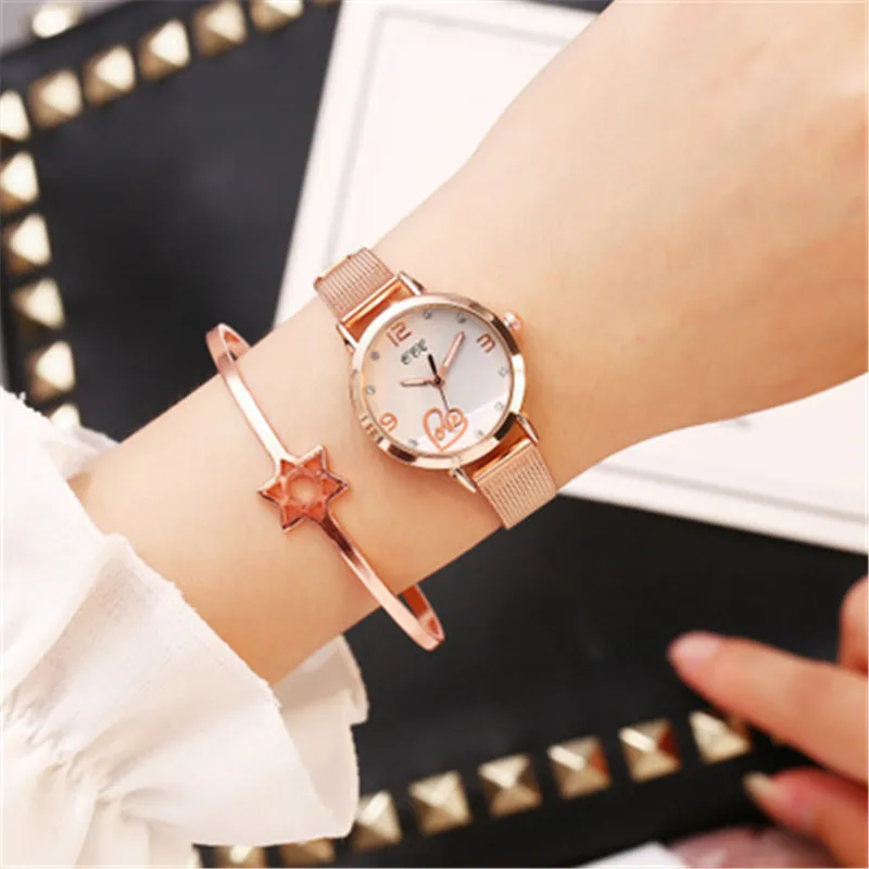 

Luxury Rose Gold Watch Women2019 Women Bracelet Watches Quartz Ladies Silver Wrist Watches Steel Female Clock relogios feminino