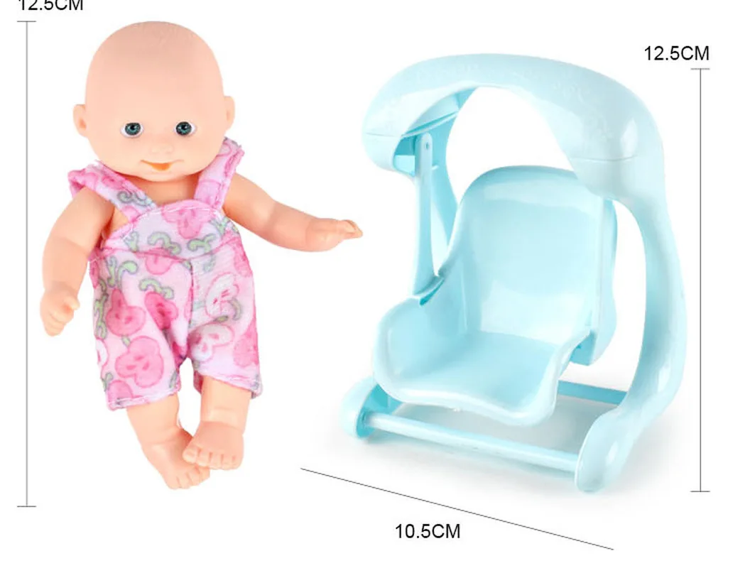 

Silicone Soft Plastic MINI Simulation Expression Doll Cradle Doll Bathing Baby Silicone Baby Doll Adorable Lifelike Toddler
