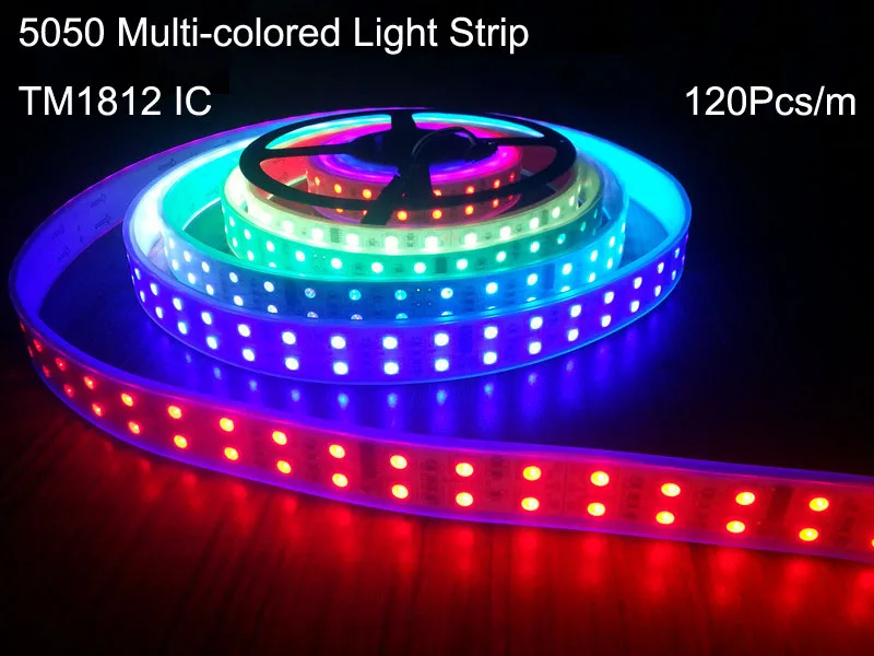 buy 20m Double Row LED Light TM1812 IC 5050 Dream Color RGB LED Strip 120leds M 5m roll DC12V Tube Waterproof Non Led Flexible Tape