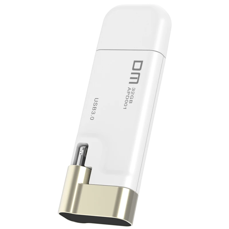 DM APD001 USB флеш-накопитель 32 ГБ для iPhone X 8 7 6 Plus, для ipad Lightning-металлический флеш-накопитель U диск для MFi iOS10 memory stick - Цвет: Белый