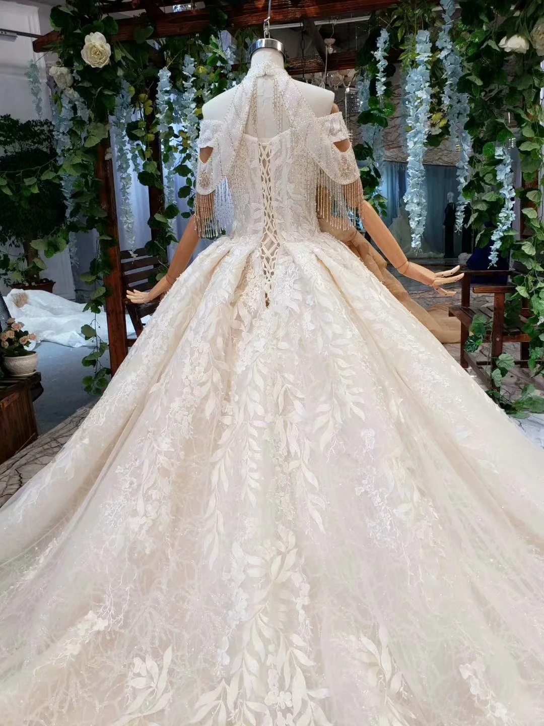 Vestido De Noiva/Элегантные платья принцессы с аппликацией в виде листьев и пайетками; винтажные Свадебные платья с рукавами-крылышками