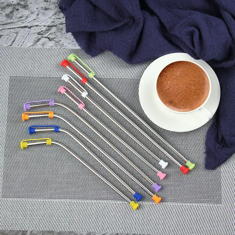 

5pack Stainless Steel Straw Silicone Cover Reusable Metal Drinking Straw Removable Silicone Drinking Straws Tips Bar Accessories