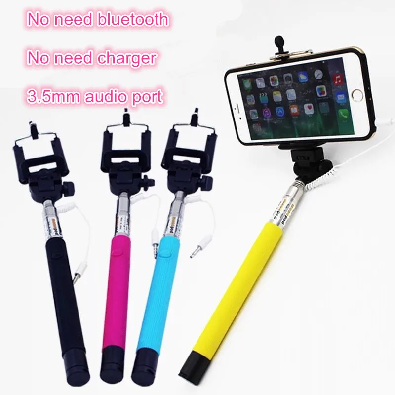 Extendable Wired Selfie Stick Handheld Monopod Tripod With Cellphone Adjustable Clip Holder For iPhone Samsung Camera | Электроника