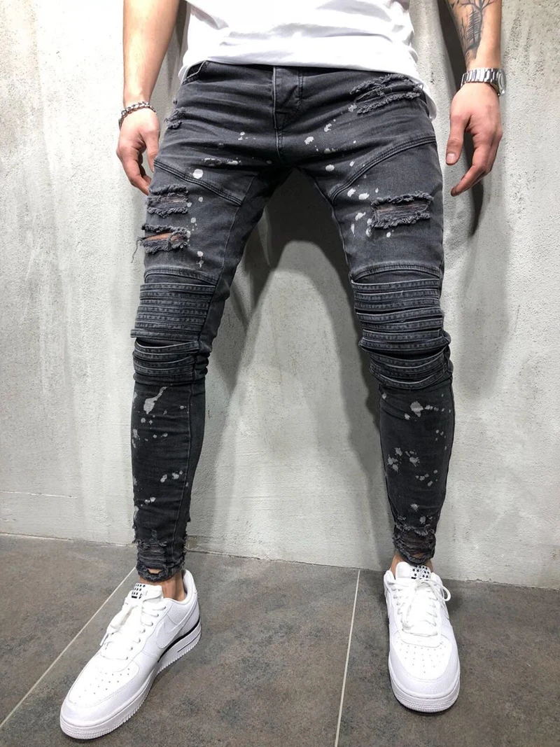 Новые Модные Винтажные мужские джинсы классические джинсы узкие дизайнерские джинсы для мужчин брюки одежда
