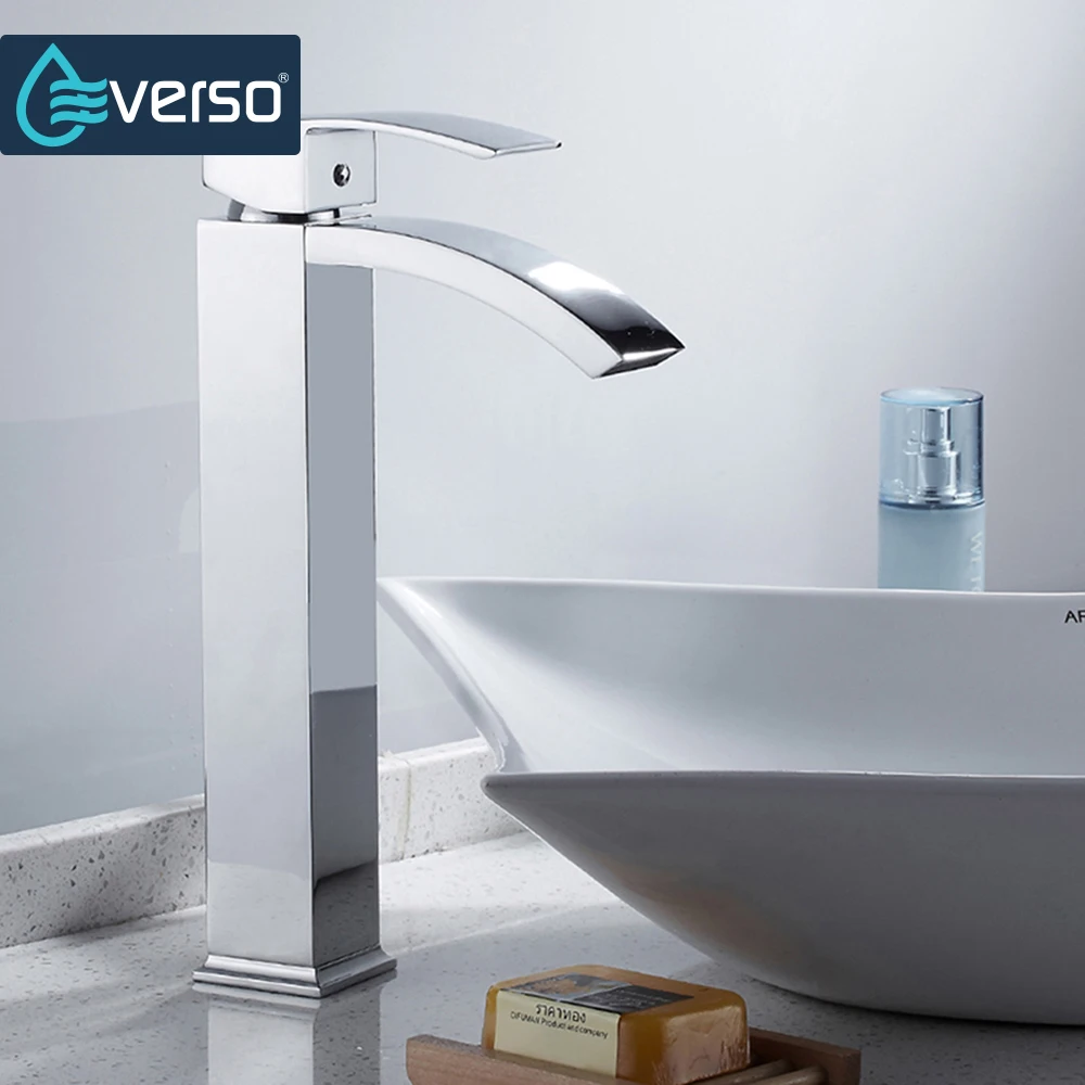 

EVERSO Waterfall Kitchen Faucet Mixer Chrome Sink Basin Tap Deck Mounted Hot and Cold Water Mixer Tap