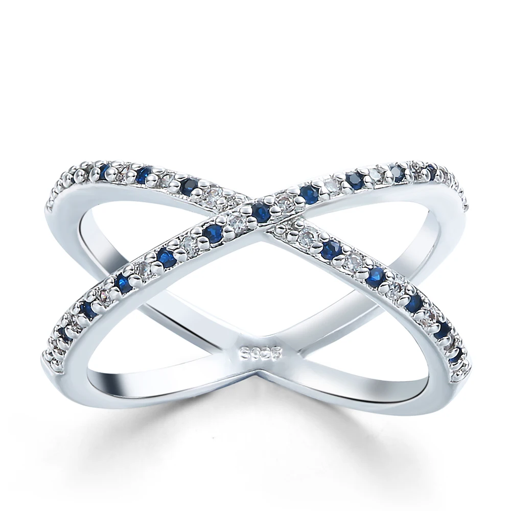 Mujeres baratas tierra tellurion azul blanco suplente de lujo Anillos de Compromiso cz diamante dama de
